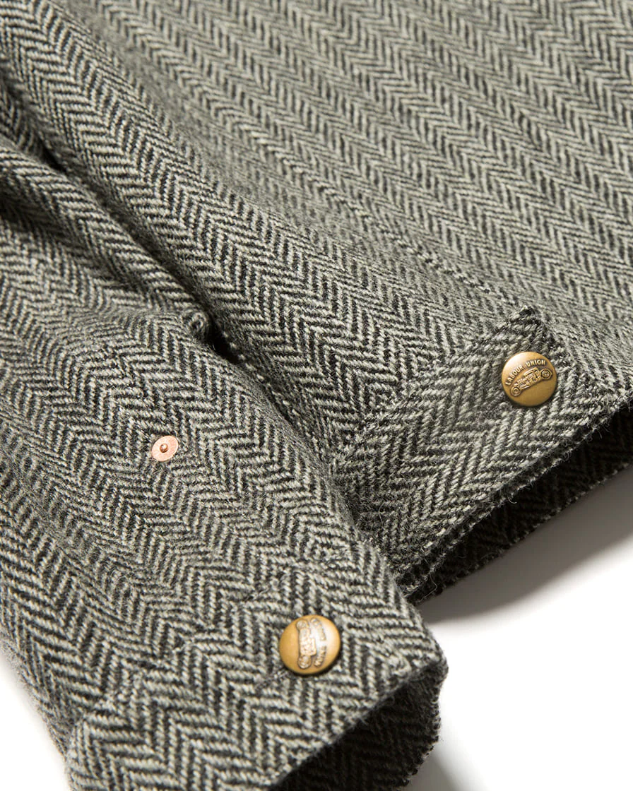 Herringbone Trucker Jacket Grey - Image 7