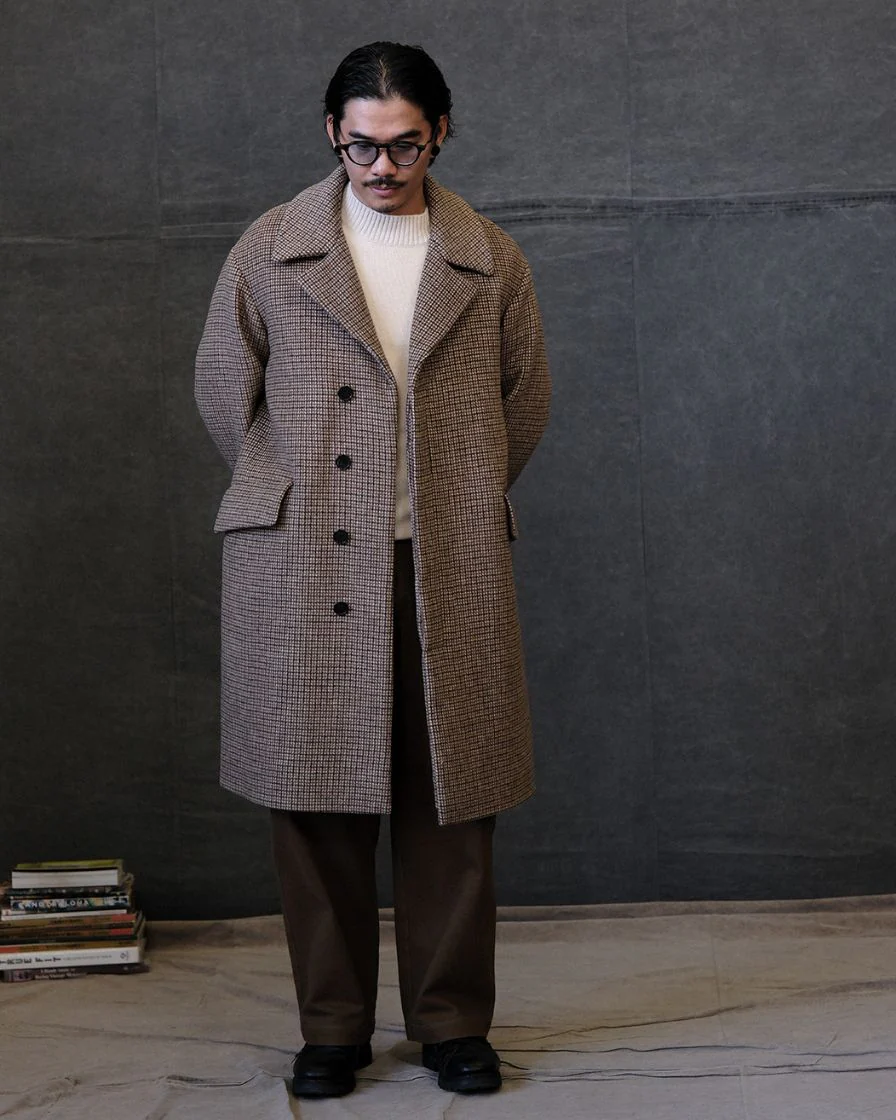Houndstooth Wool Trench Coat - Image 3