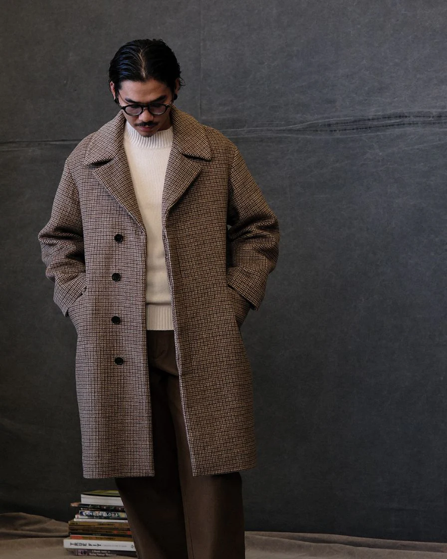 Houndstooth Wool Trench Coat - Image 4