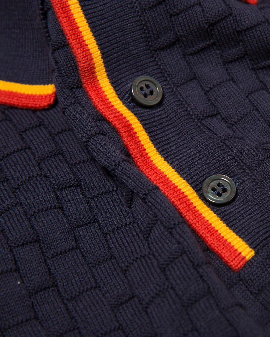 Jacquard Color Stripe Collar Polo Shirt - Image 7
