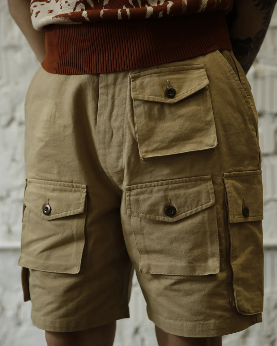Khaki Multiple Pockets Cargo Shorts - Image 3