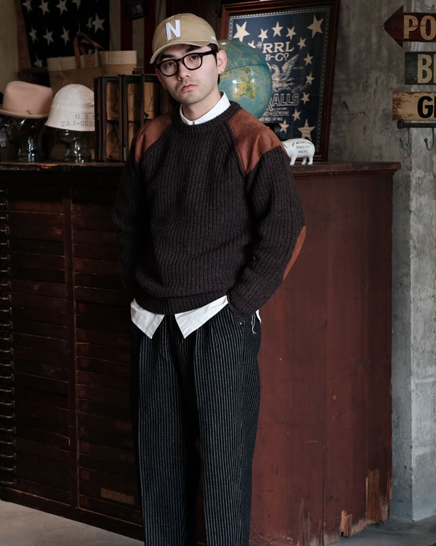 Leather Patch Aran Jumper