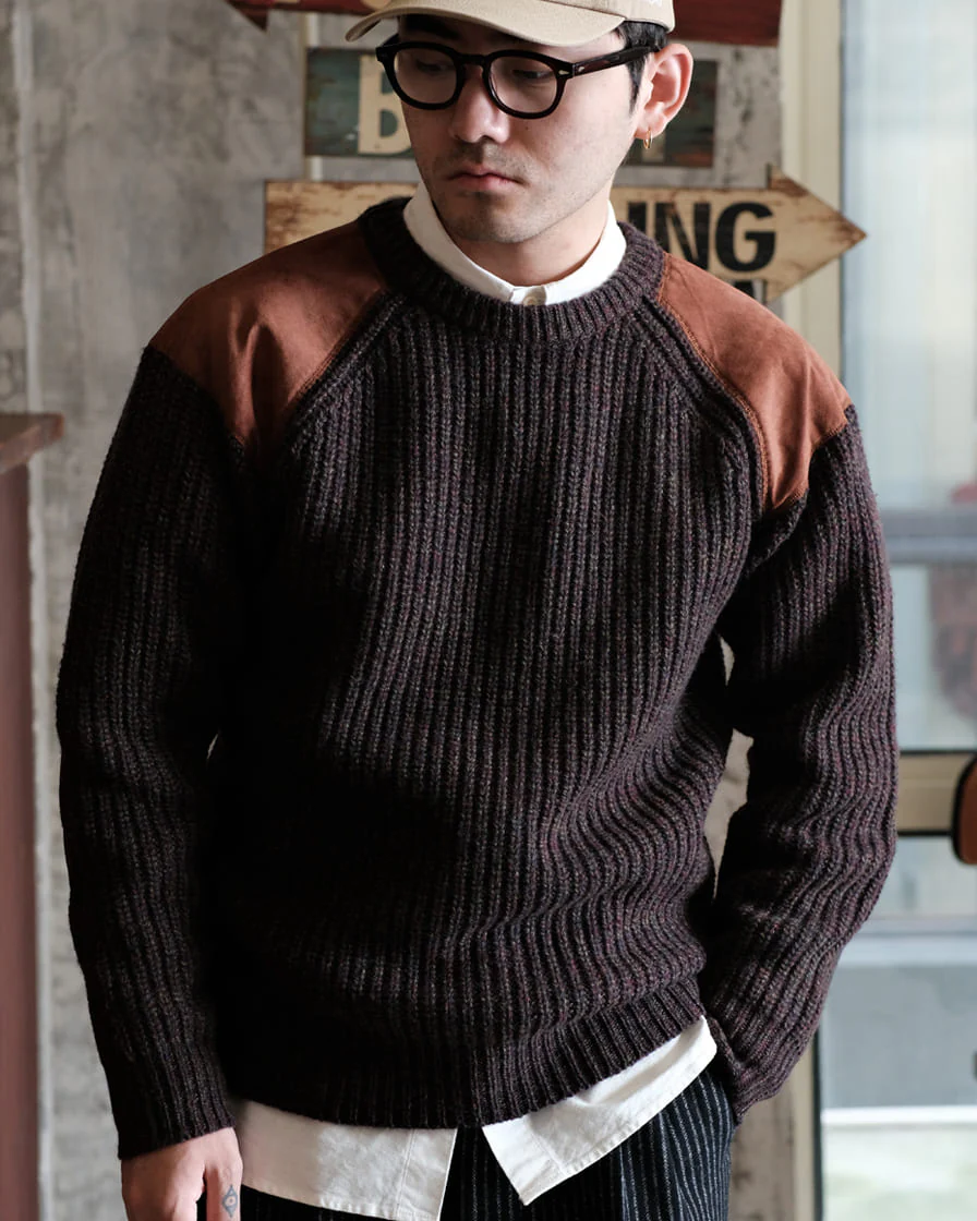 Leather Patch Aran Jumper - Image 2