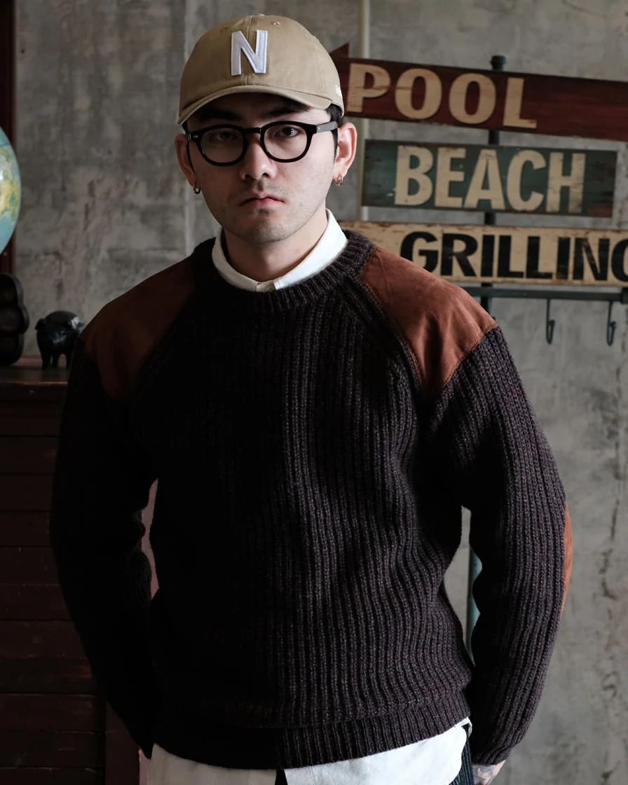 Leather Patch Aran Jumper - Image 6