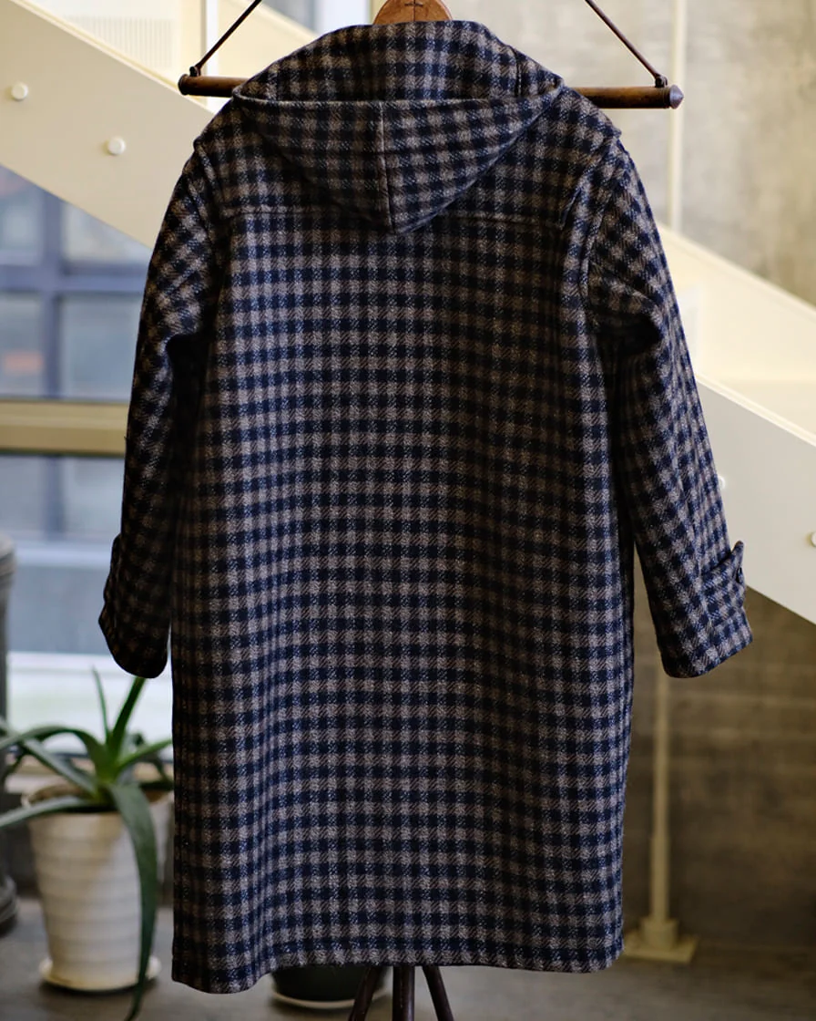 Checked Melton Wool Duffle Coat - Image 3