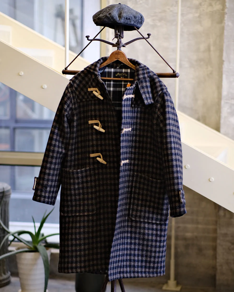 Checked Melton Wool Duffle Coat - Image 4