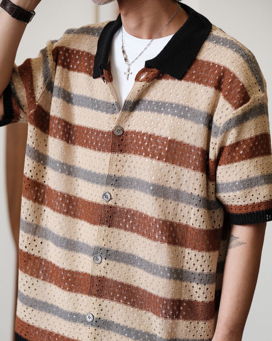 Open-Knit Striped Shirt - Image 2
