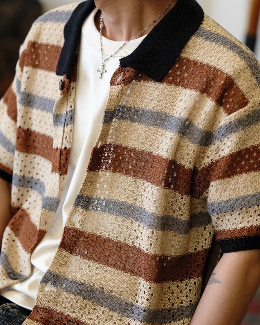 Open-Knit Striped Shirt - Image 4