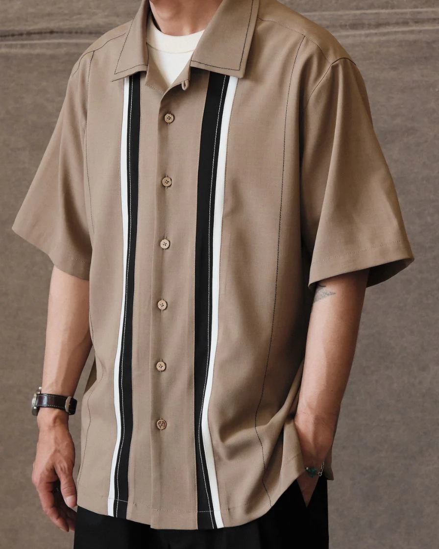 Stripe Front Panel Bowling Shirt - Image 5