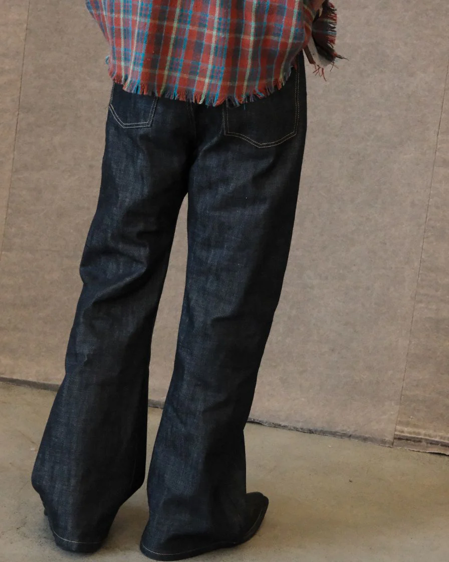 Flared Raw Denim Jeans - Image 3