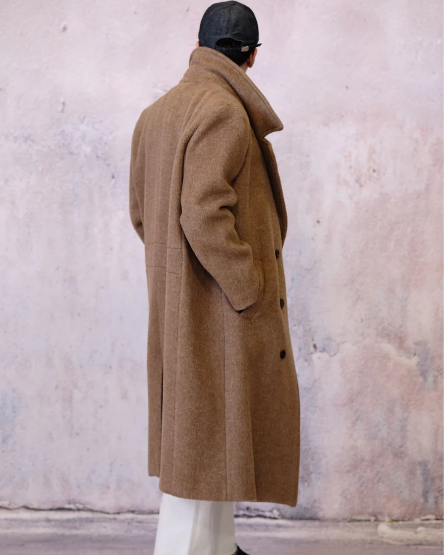 Tweed Peaked Lapel Double-breasted Trench Coat - Image 10