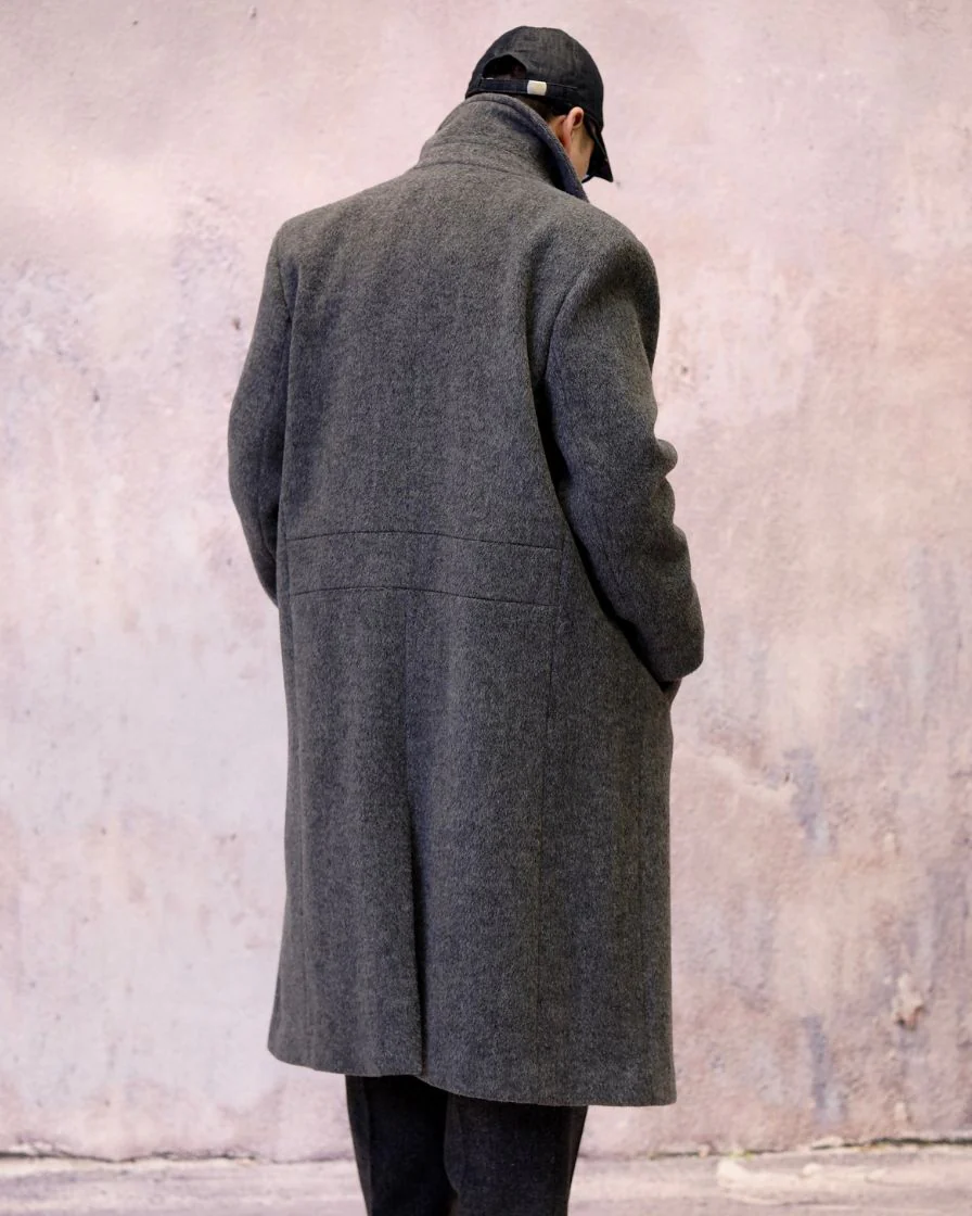 Tweed Peaked Lapel Double-breasted Trench Coat - Image 4