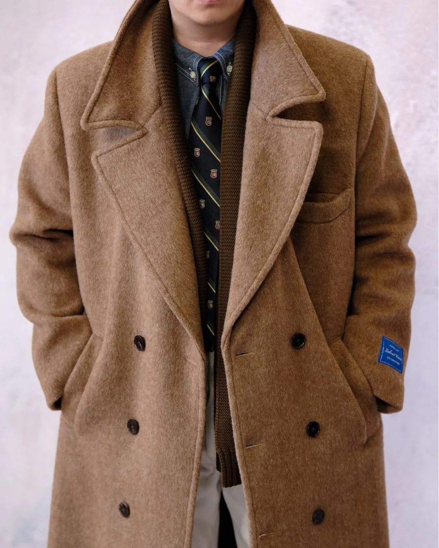 Tweed Peaked Lapel Double-breasted Trench Coat - Image 8