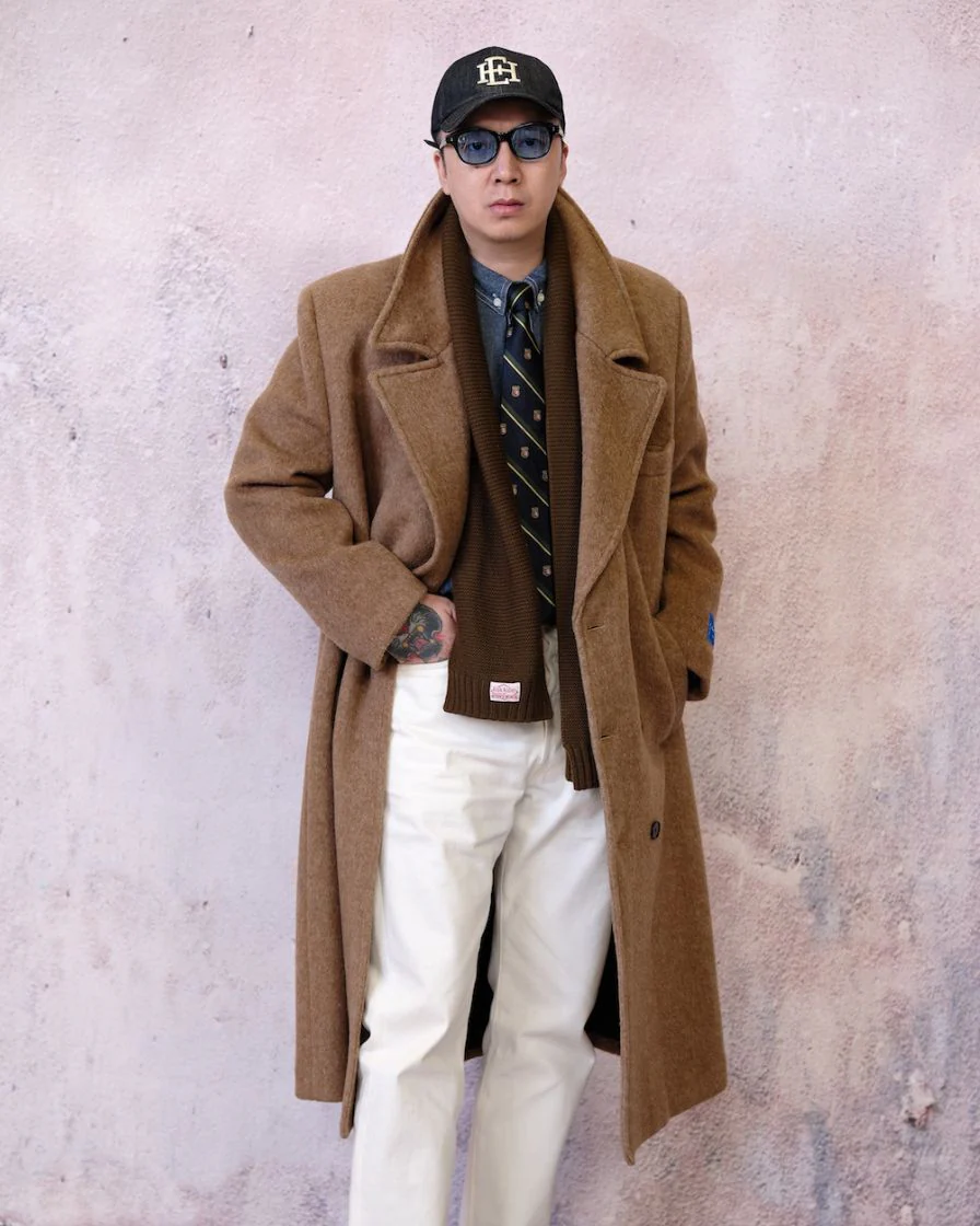 Tweed Peaked Lapel Double-breasted Trench Coat - Image 9