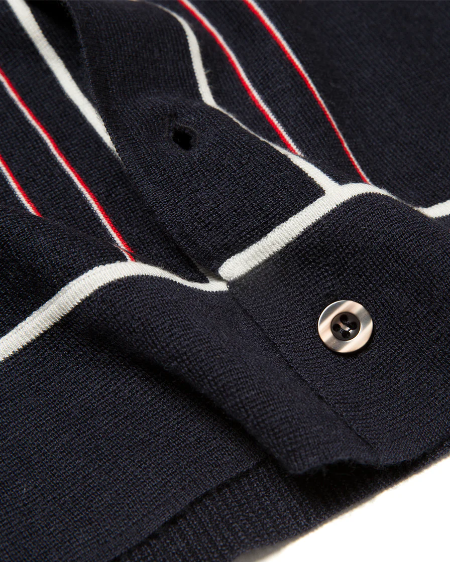 Navy Edge Strip Knit Shirt - Image 6
