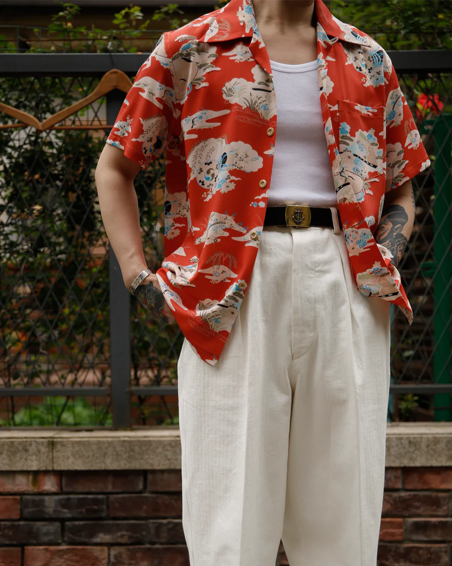Noh Mask kagura Okina Aloha Shirt - Image 4