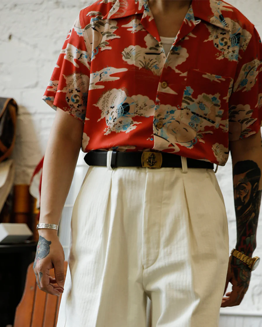 Noh Mask kagura Okina Aloha Shirt - Image 5