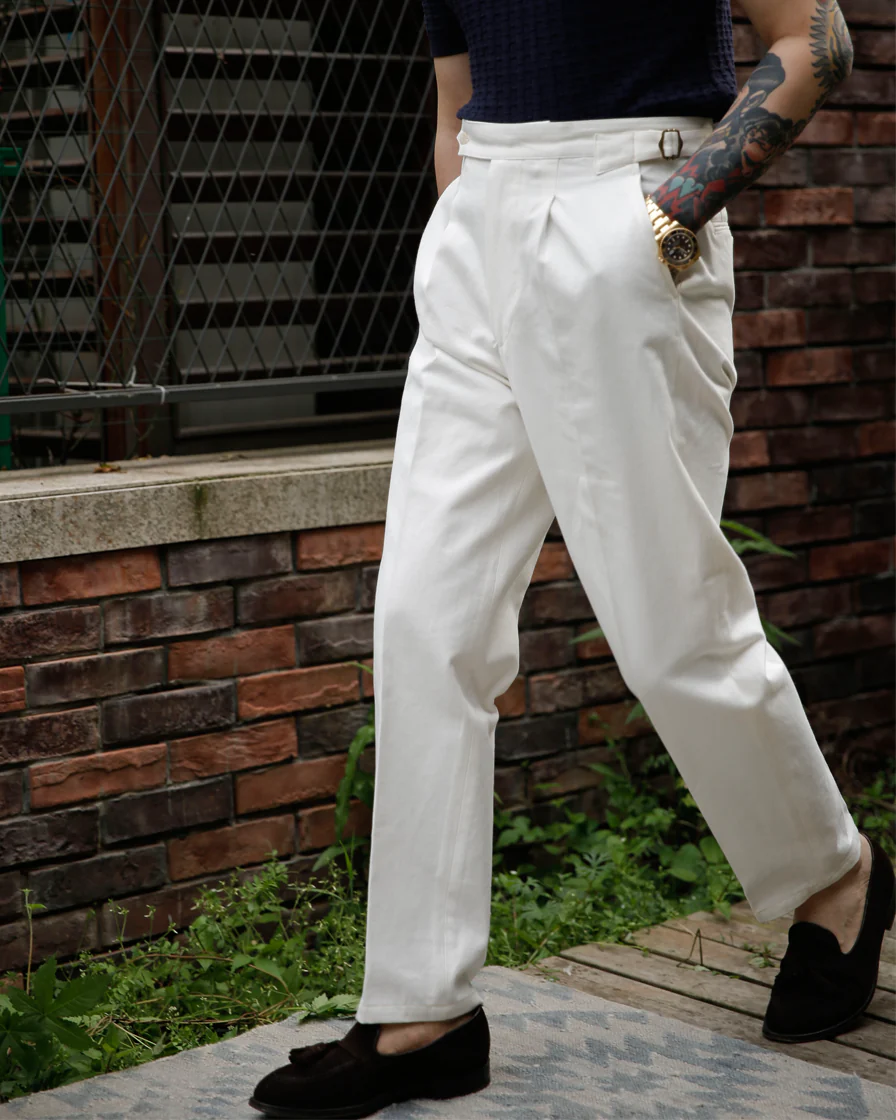 Off White Single Pleat Trousers - Image 3