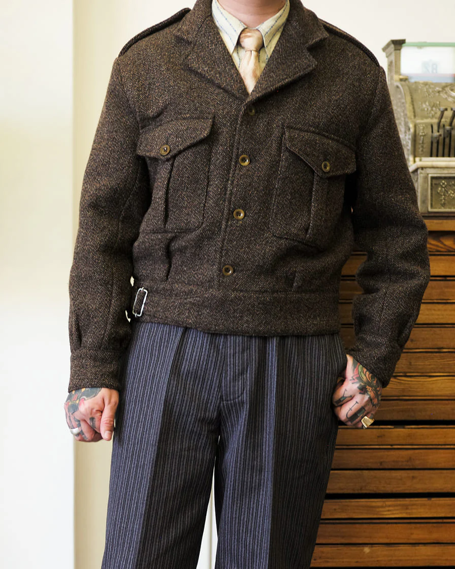 P49 Battledress Blouse Tweed Brown - Image 5