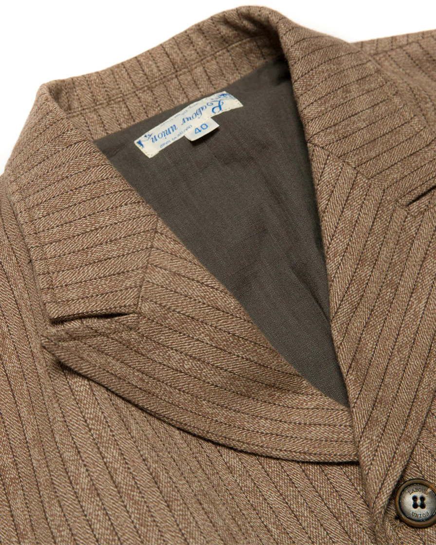 Pinstripe Peaked Lapel Suit jacket Brown - Image 8
