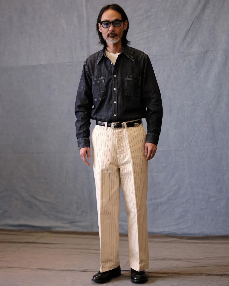 Pinstriped Straight-leg Pants