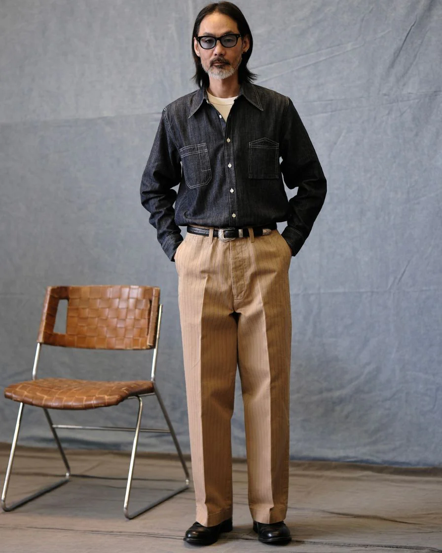 Pinstriped Straight-leg Pants - Image 11