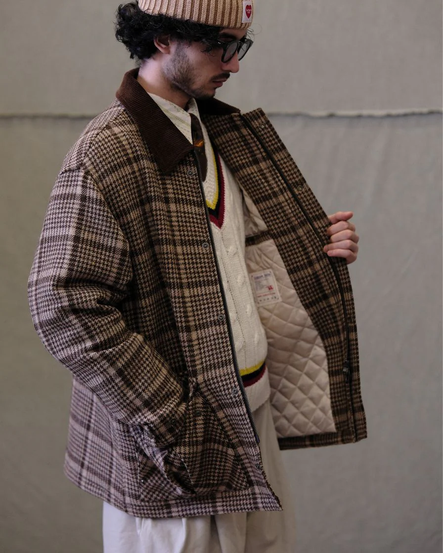 Wool Plaid Jacket Houndstooth Pattern - Image 3