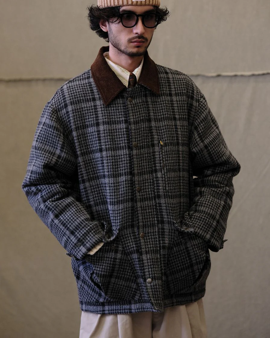 Wool Plaid Jacket Houndstooth Pattern - Image 9