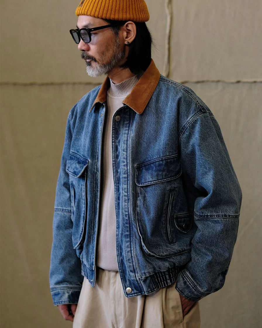Quilted Denim Bomber Jacket - Image 4