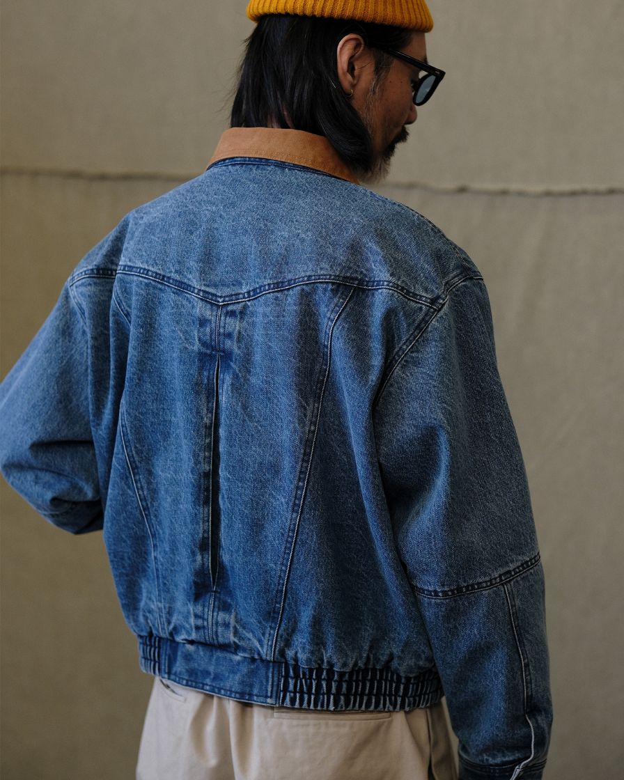 Quilted Denim Bomber Jacket - Image 5