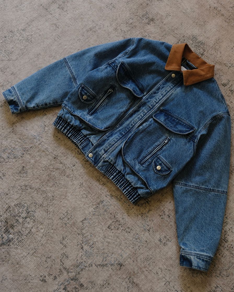 Quilted Denim Bomber Jacket - Image 7