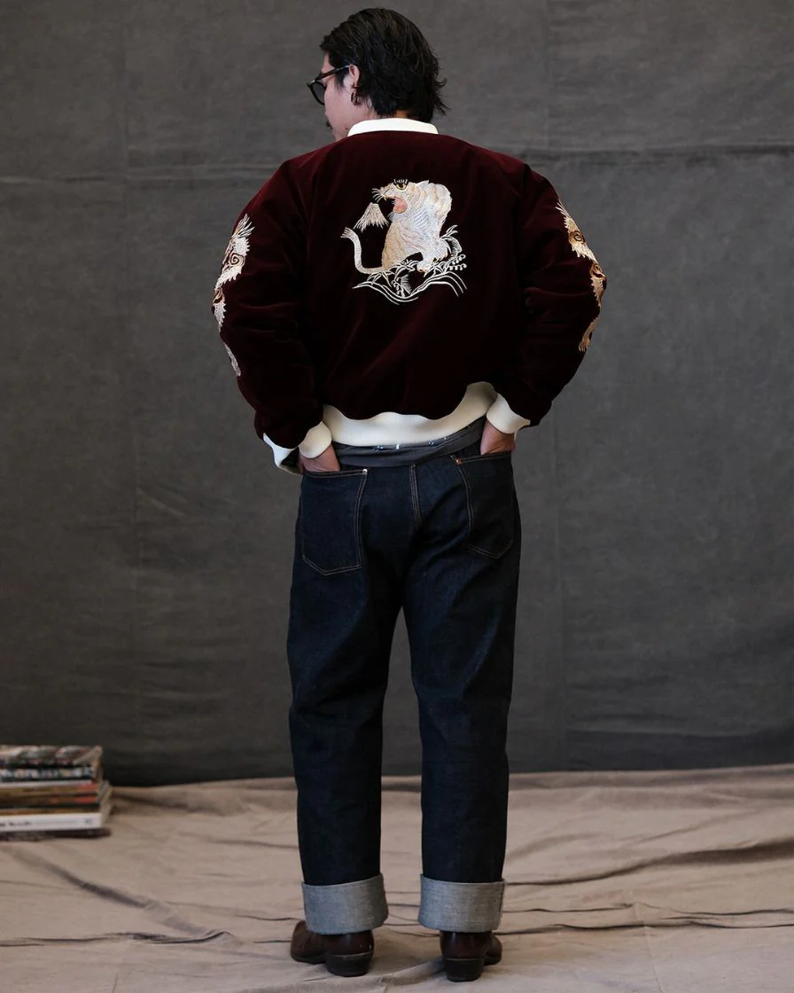 Quilted Souvenir Valvet Jacket Tiger&Dragon Embroidery - Image 8