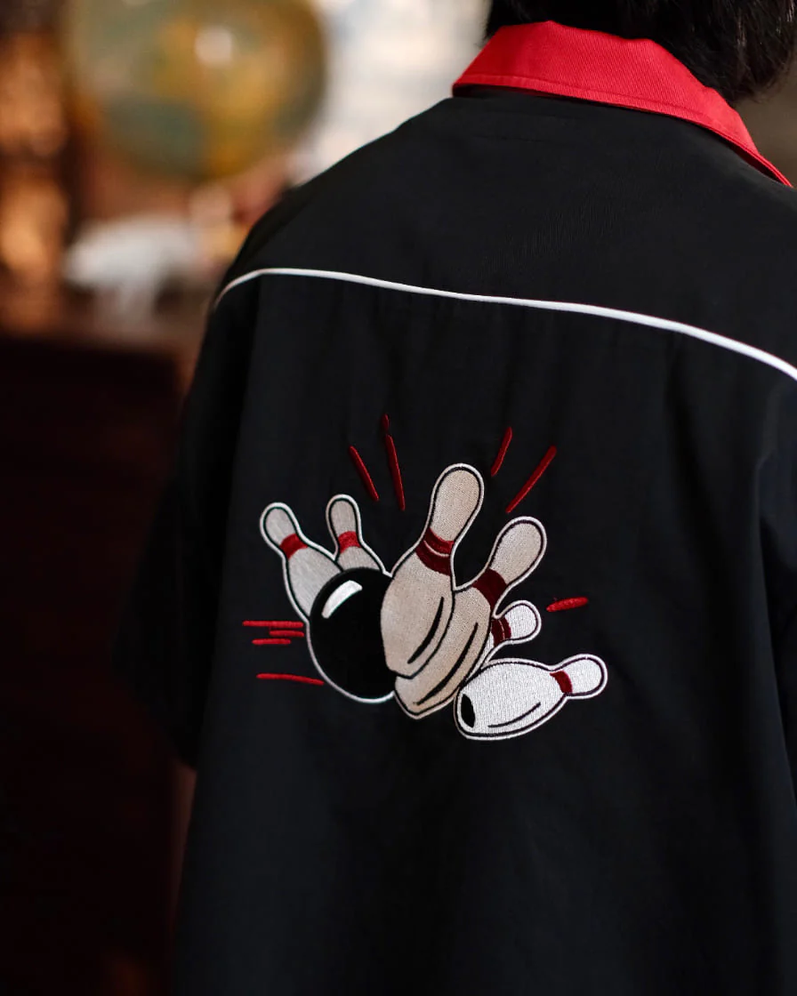 Red Placket Panel Bowling Shirt - Image 4