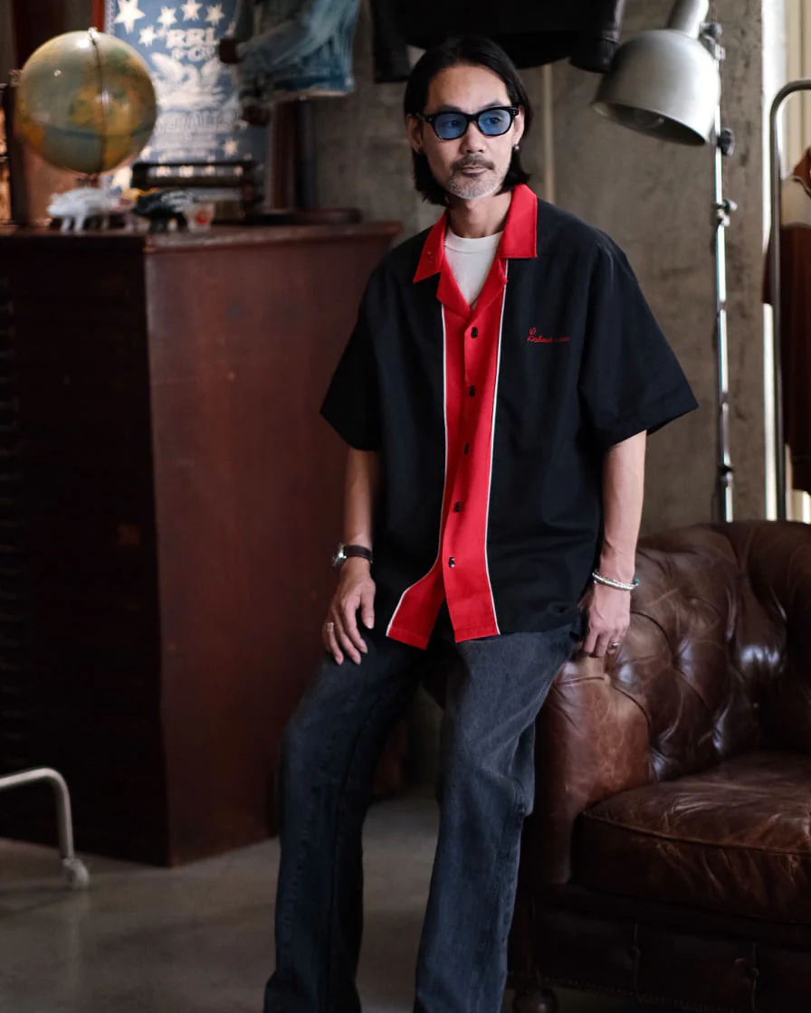Red Placket Panel Bowling Shirt - Image 5