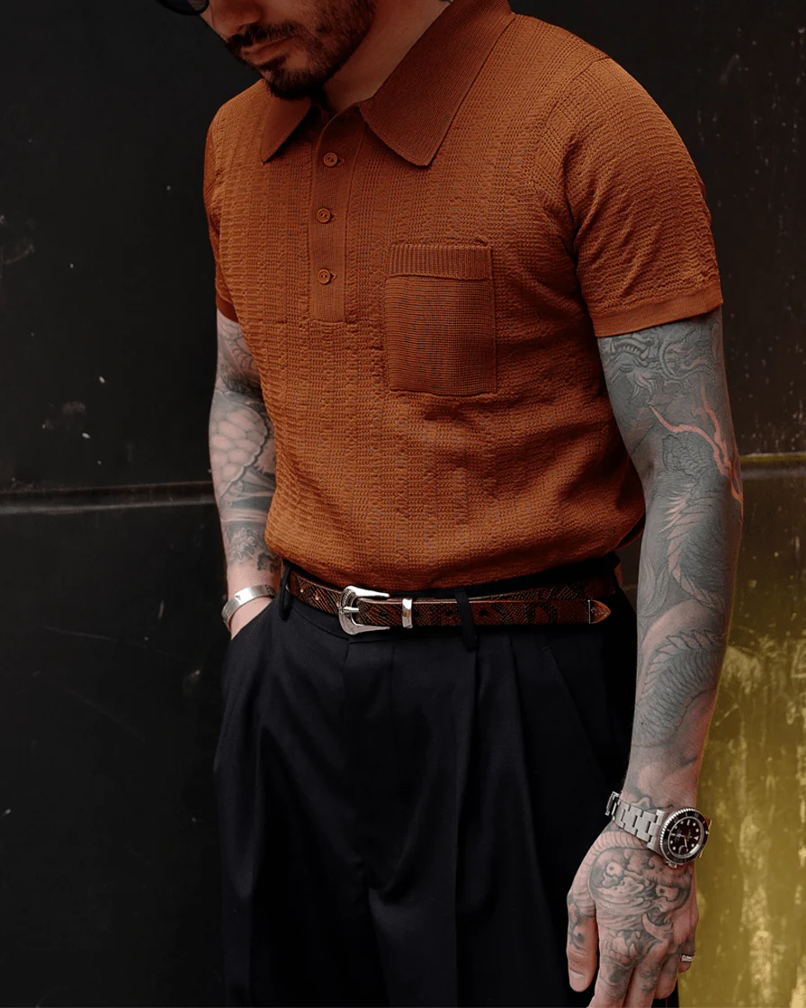 Rusty Jaquard Knit Polo Shirt - Image 3