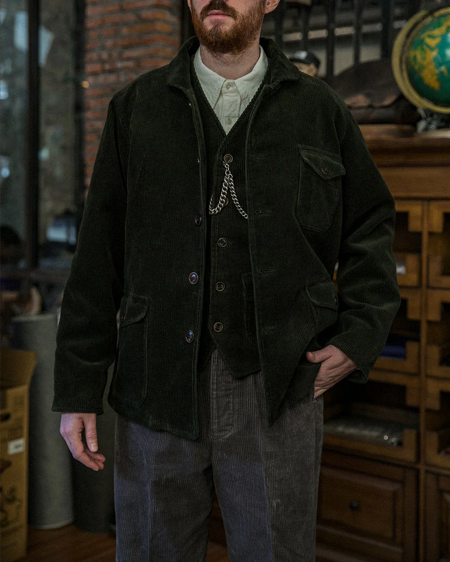 Shawl-Collar Corduroy Work Jacket - Image 2