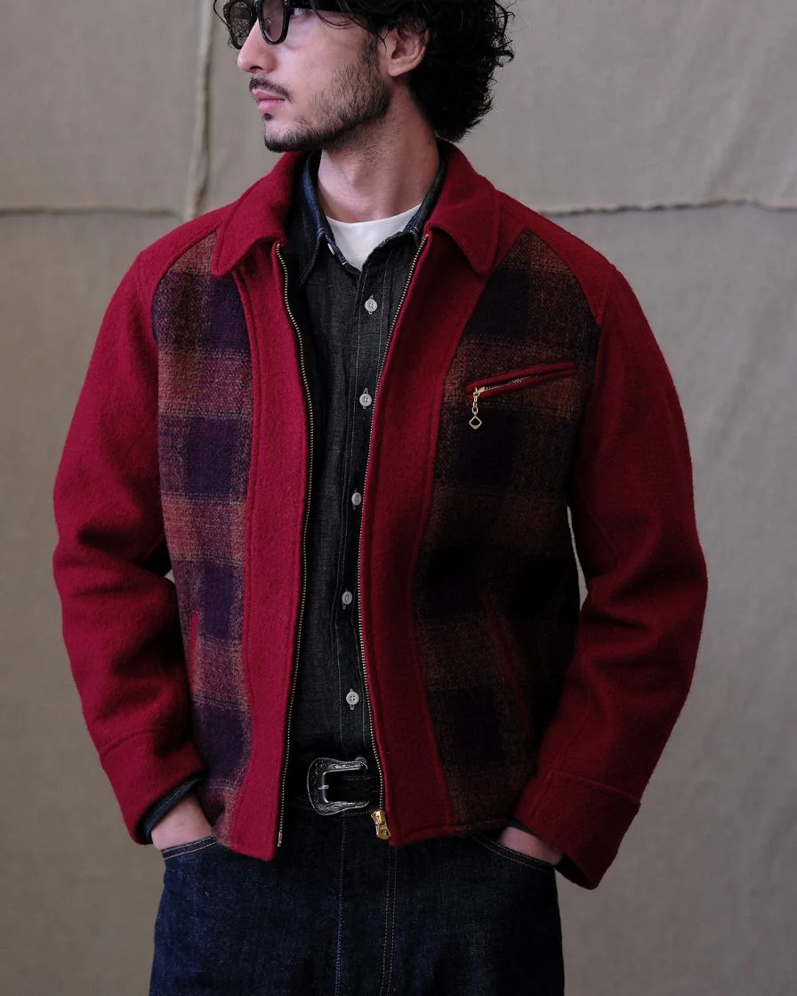 Wool Splice Plaided Field Sports Jacket - Image 10