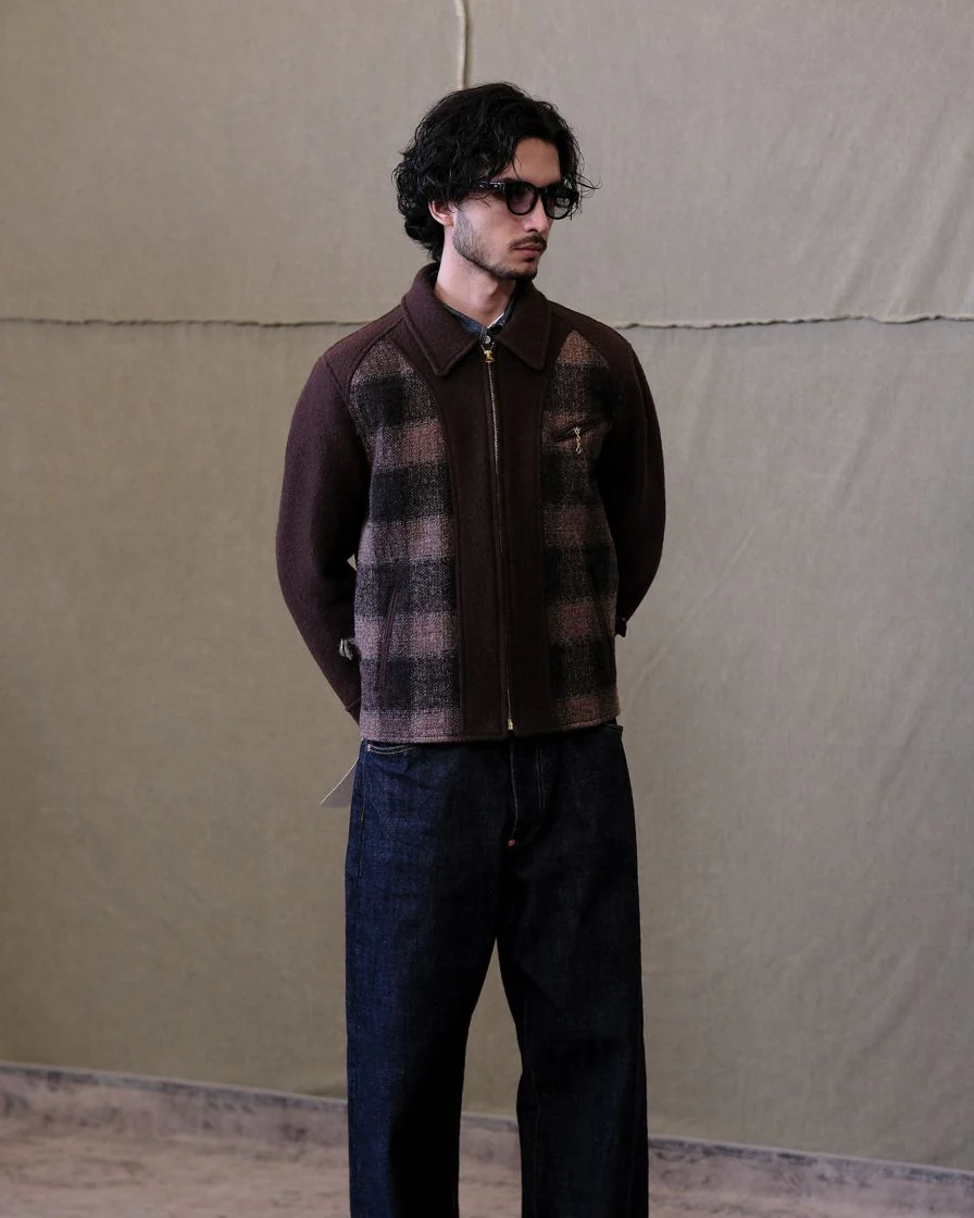 Wool Splice Plaided Field Sports Jacket - Image 3