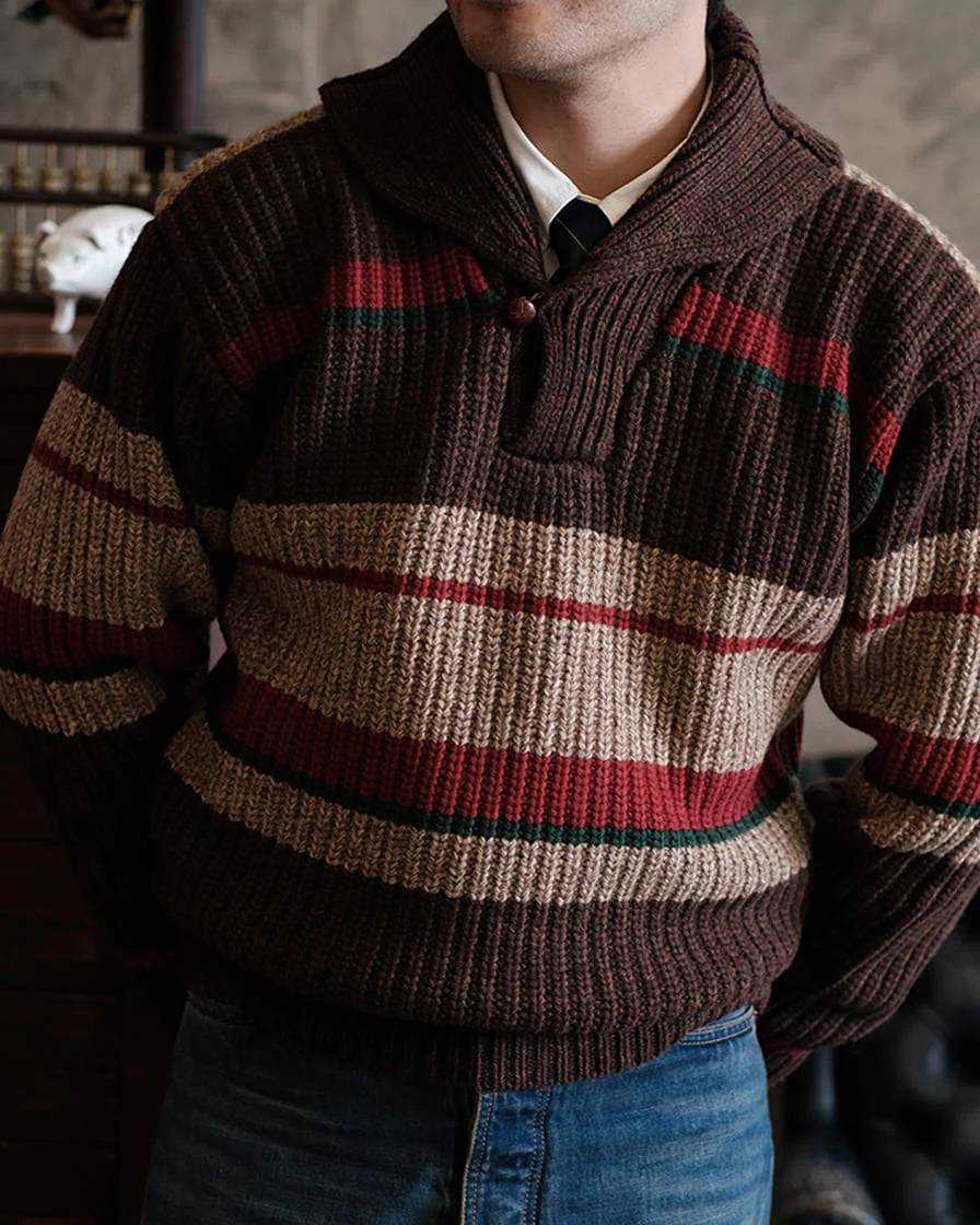 Striped Shawl Collar Jumper - Image 2