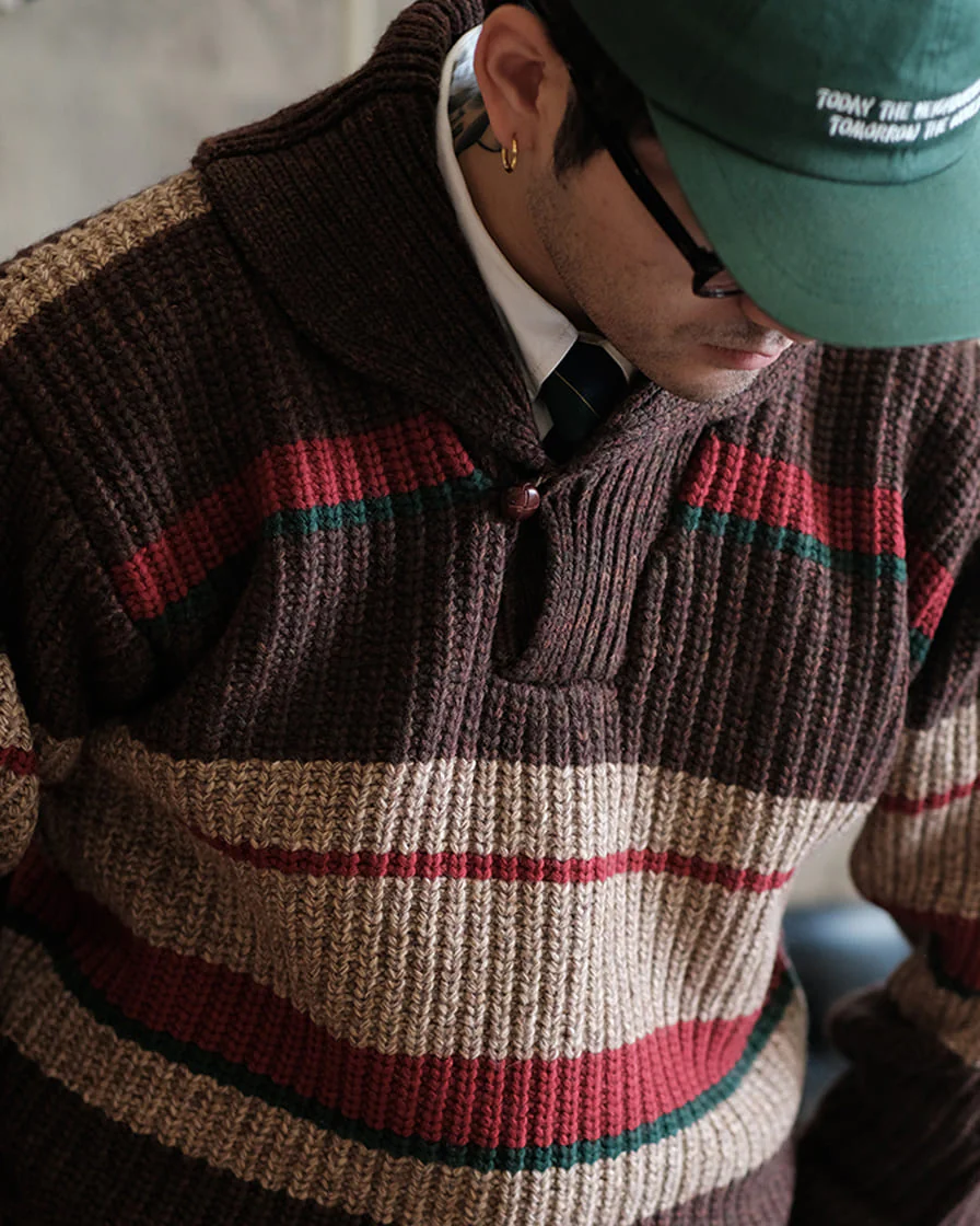 Striped Shawl Collar Jumper - Image 3
