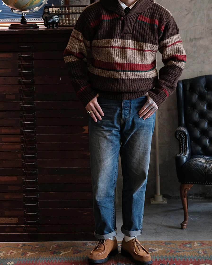 Striped Shawl Collar Jumper - Image 4