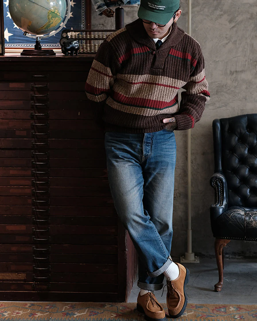 Striped Shawl Collar Jumper - Image 5