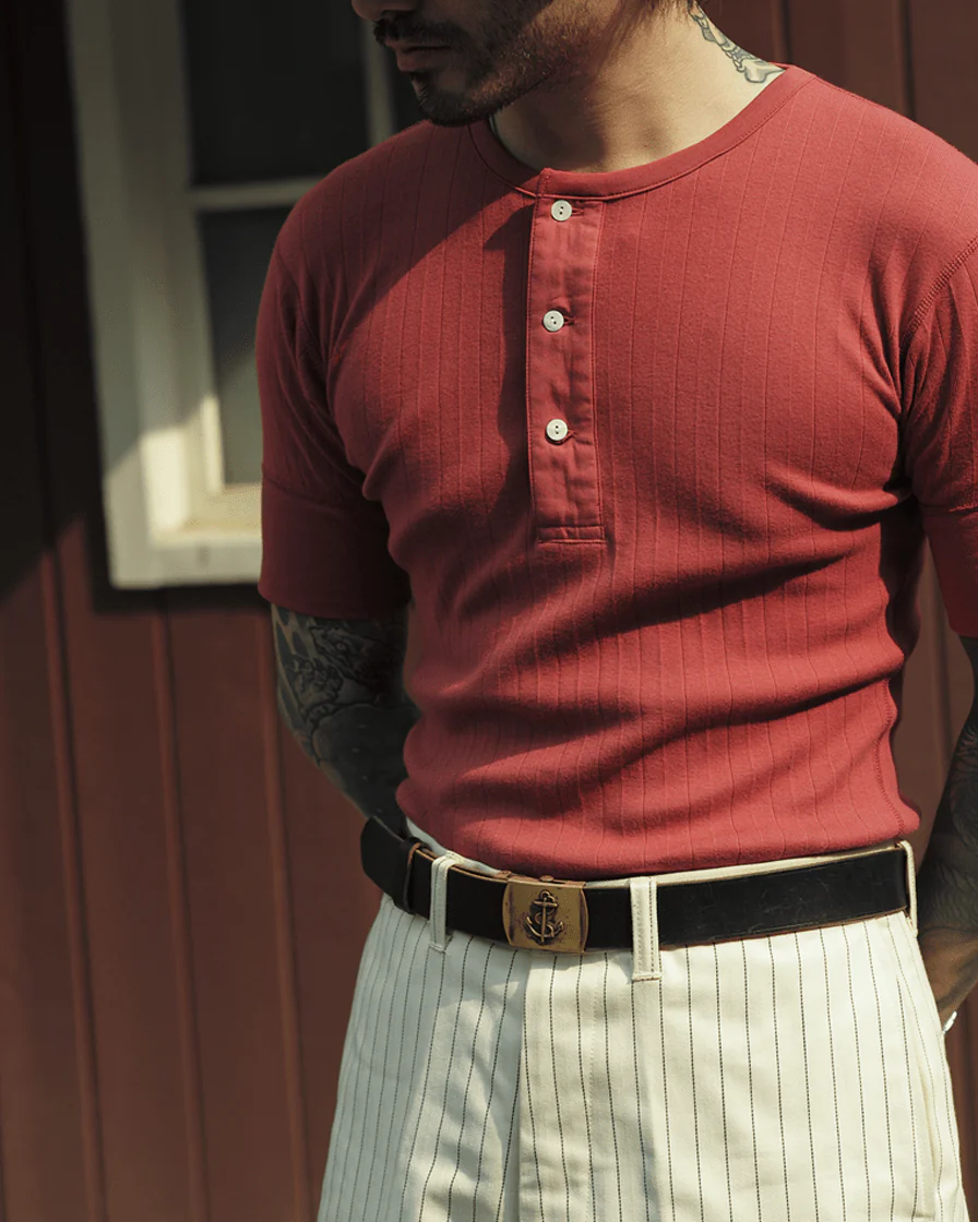 Striped Slim Fit Henley Shirt - Image 3