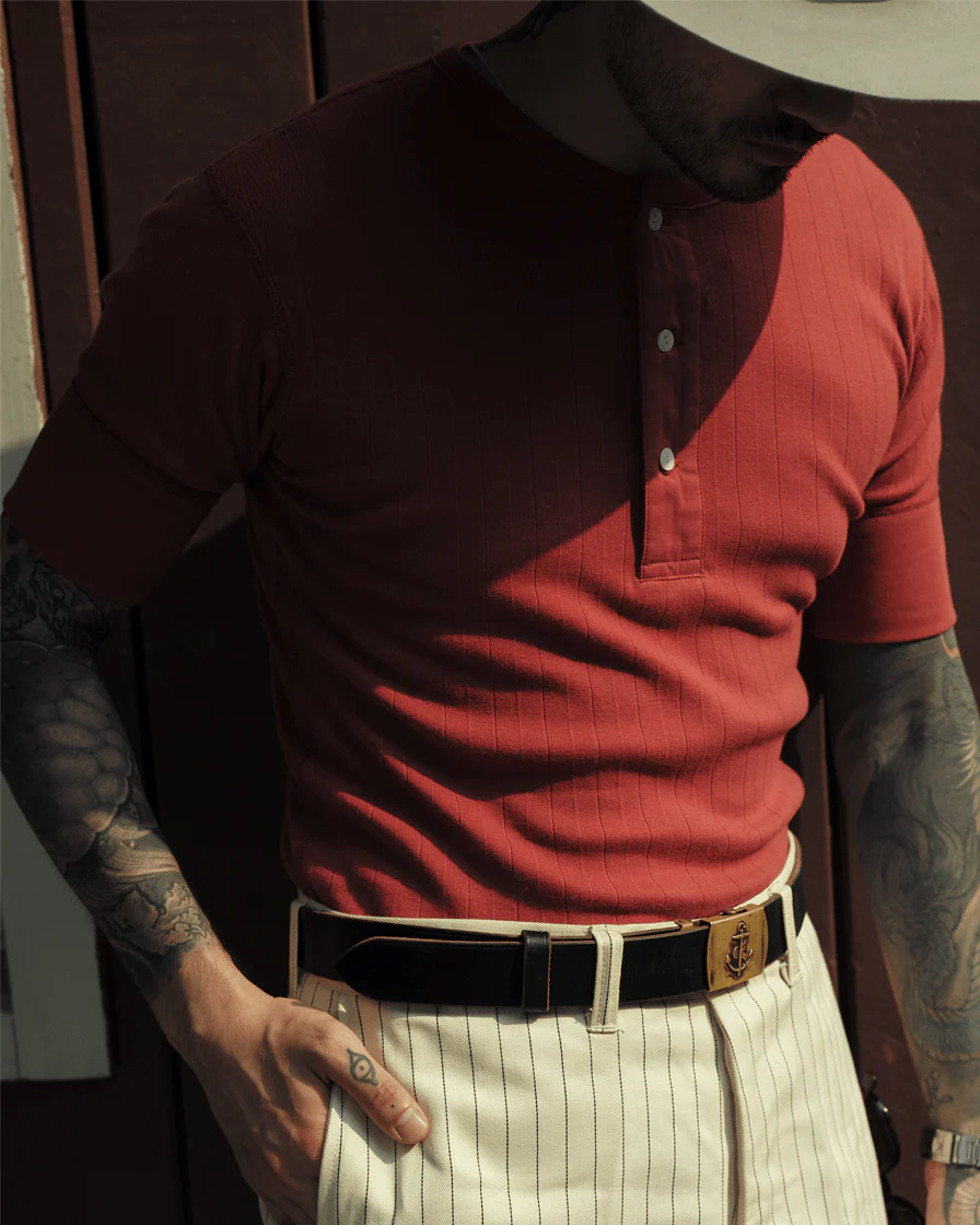 Striped Slim Fit Henley Shirt - Image 5
