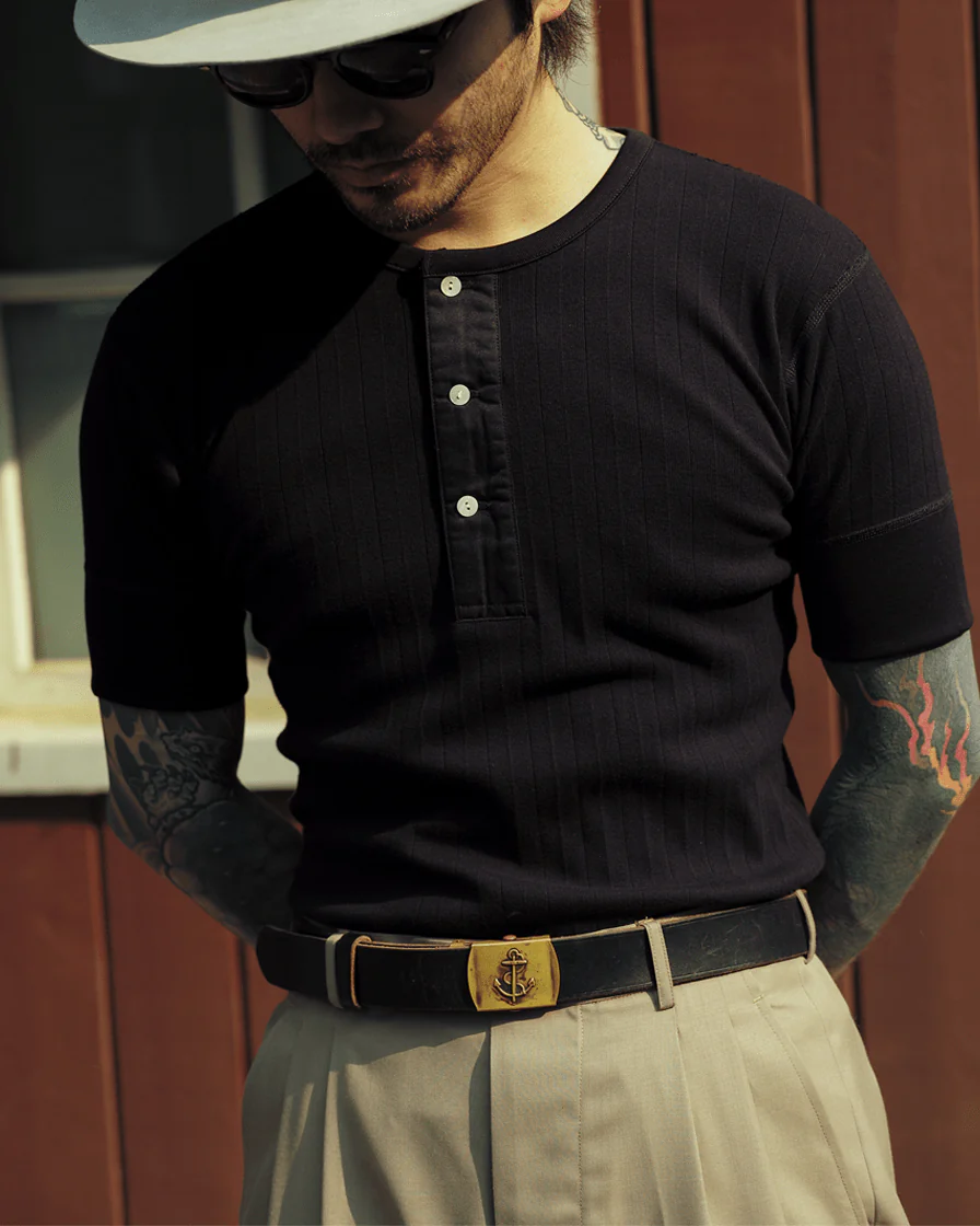 Striped Slim Fit Henley Shirt - Image 7