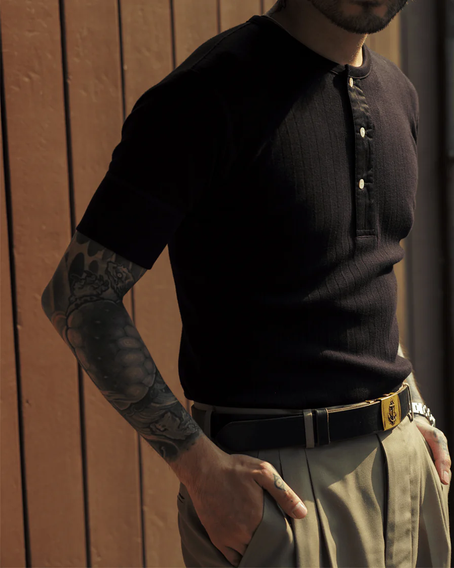 Striped Slim Fit Henley Shirt - Image 9