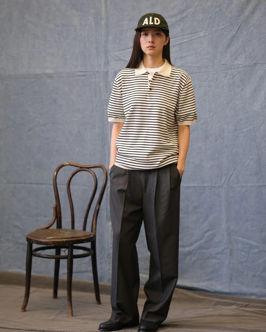 Stripped Piqué Polo Shirt Combed Cotton