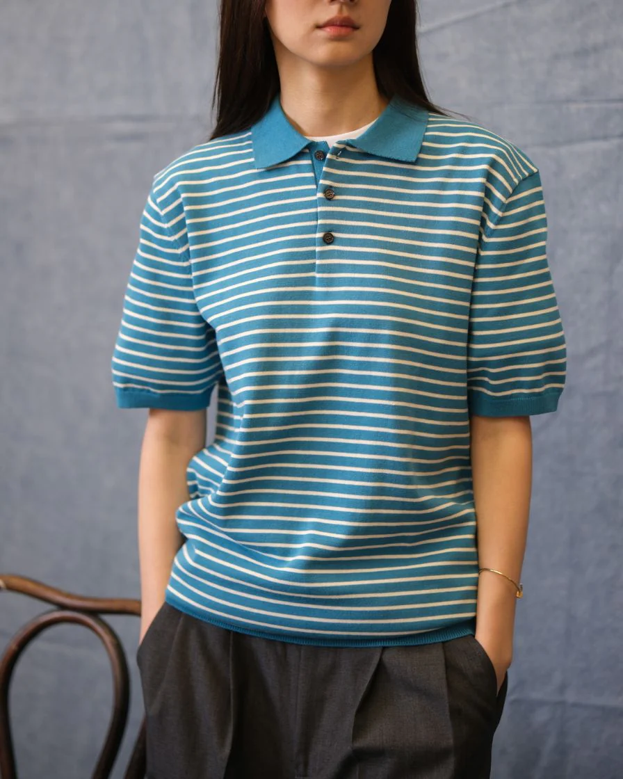 Stripped Piqué Polo Shirt Combed Cotton - Image 10