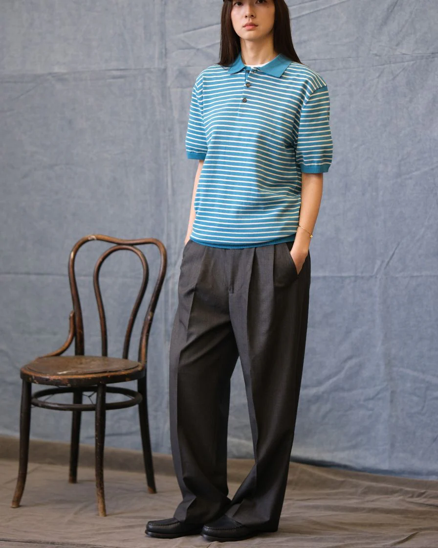 Stripped Piqué Polo Shirt Combed Cotton - Image 11