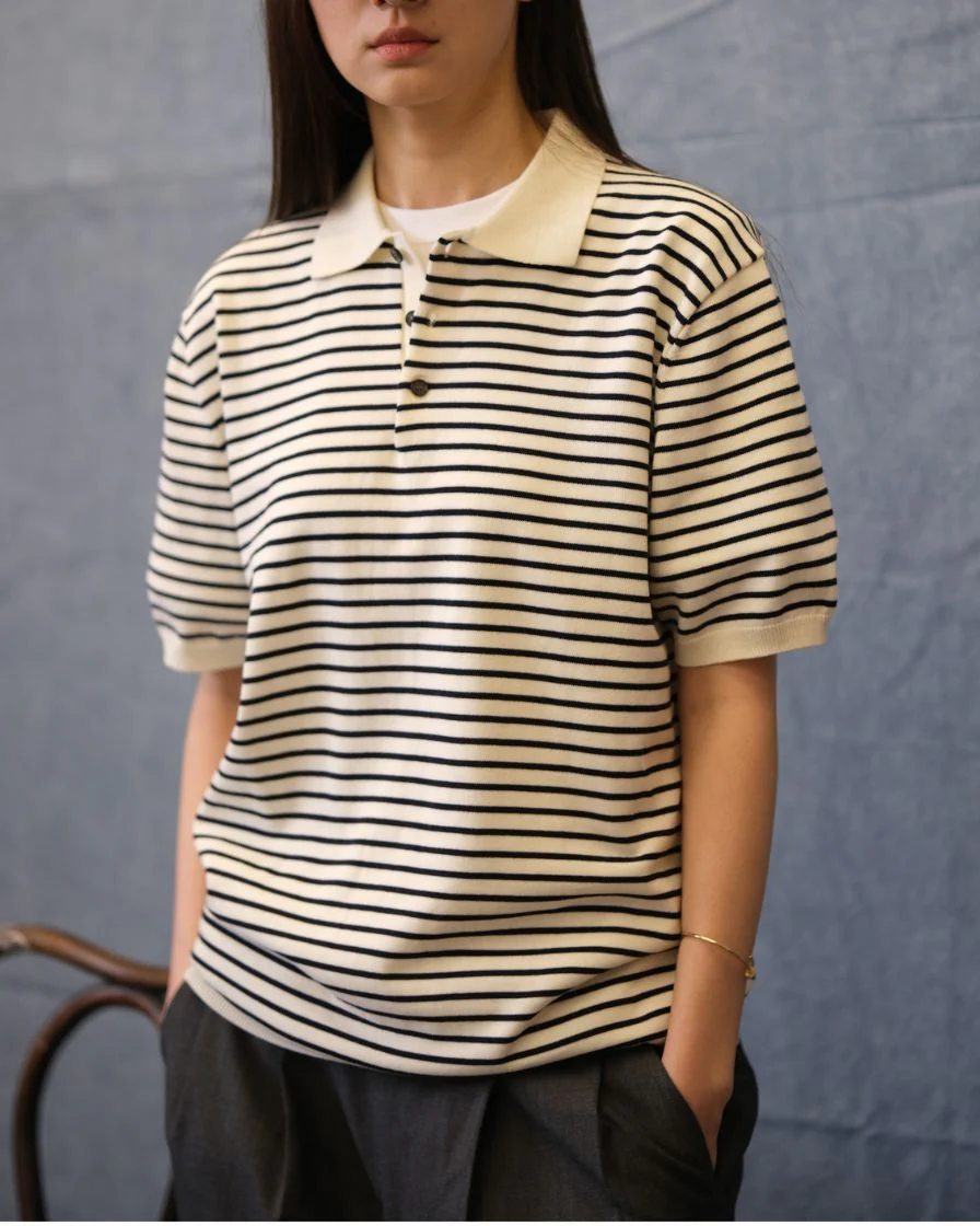 Stripped Piqué Polo Shirt Combed Cotton - Image 2